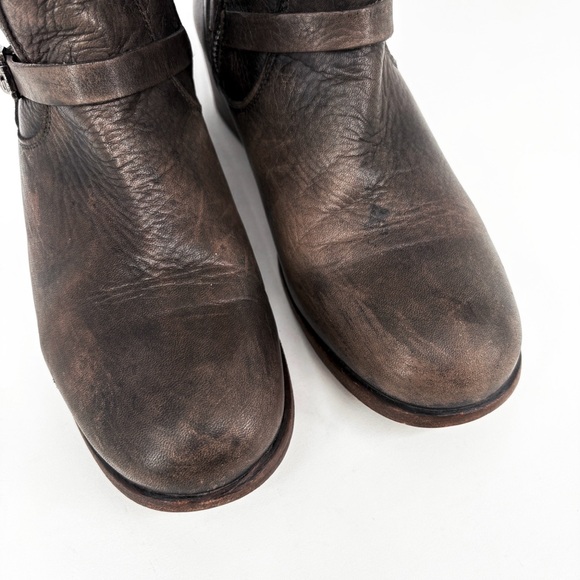 FRYE Lynn Strap Short Grey Leather Boot 9 - Picture 6 of 16